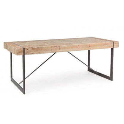 Tavolo urban industriale Garrett con piano in legno