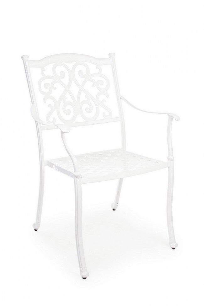 Chaise Ivrea Blanche Avec Accoudoirs Pour Extérieur