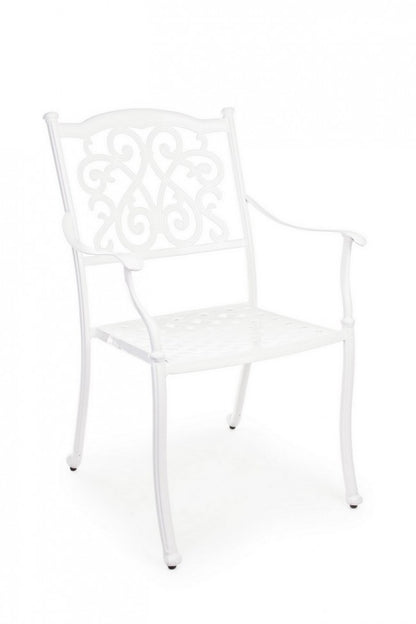 Chaise Ivrea Blanche Avec Accoudoirs Pour Extérieur