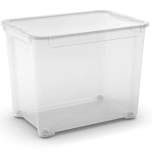 Boîte conteneur XL transparente à roulettes 55,5x39x42,5 cm h