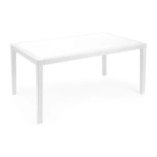 Table rectangulaire Prince effet rotin blanc 150x90x72h cm