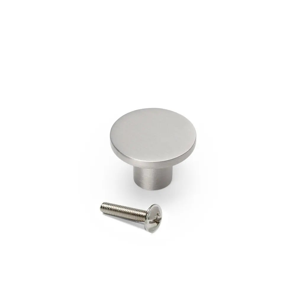 Bouton de meuble Bucarest D26 mm, Zamak, Nickel satiné