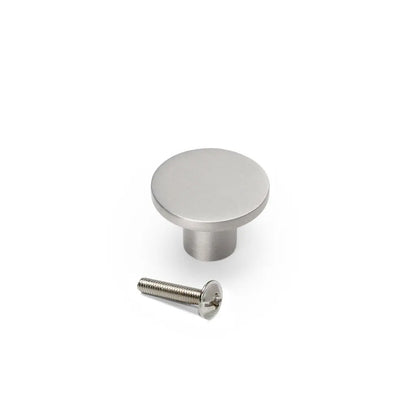 Bouton de meuble Bucarest D26 mm, Zamak, Nickel satiné