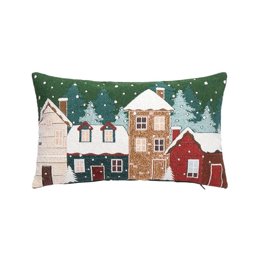 Coussin décoratif Snowlyn avec paysage vert 30 × 50 cm