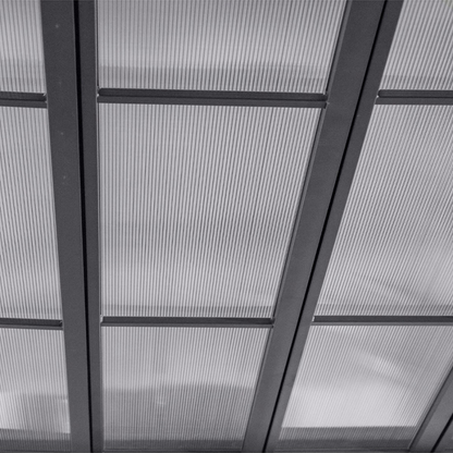 Tonnelle Belize 3,8 x 3 m anthracite avec toit ouvrant en aluminium