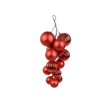 Catena decorativa con sfere rosse in polistirolo Ø12 × 52 cm