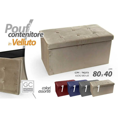 Pouf contenitore in velluto 80x40 cm - 1 pezzo assortito