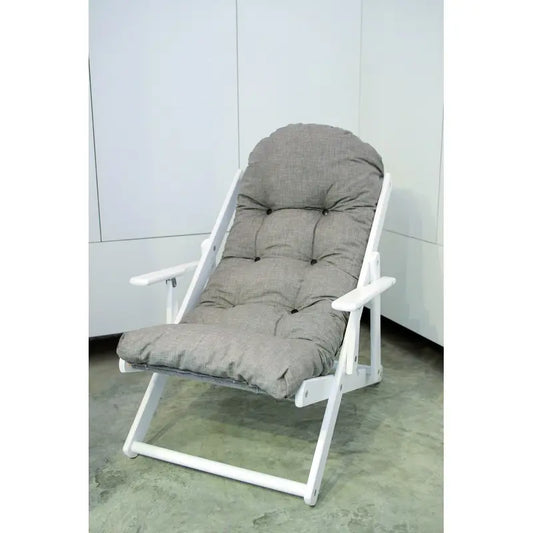 Poltrona Relax con struttura bianca e cuscino grigio