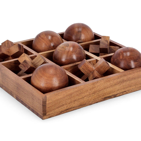 Decorazione Tris Fortune in legno di acacia cm 28,5x28,5