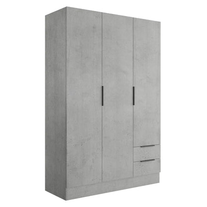 Armoire 3 portes + 2 tiroirs 120x50 cm béton