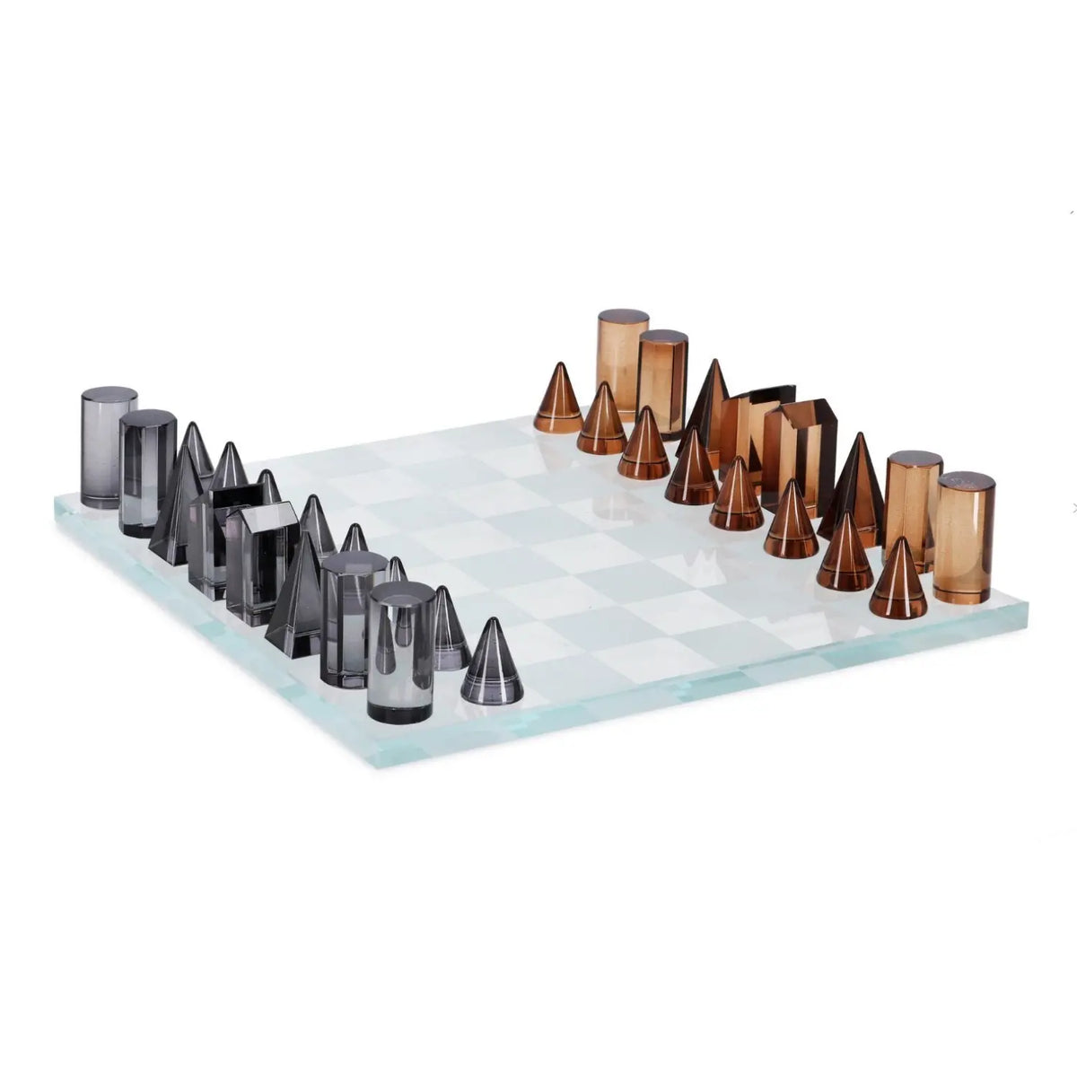 Decorazione scacchi Carlson trasparente, argento e ambra 37 × 37 cm