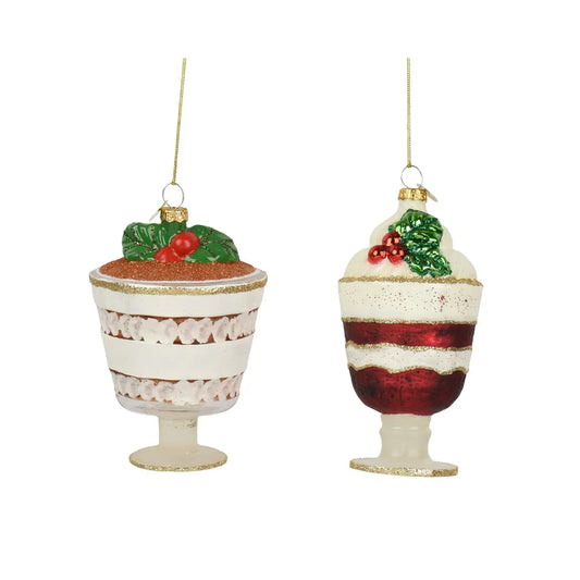 Decorazione natalizia dessert al bicchiere in vetro H12,5 cm