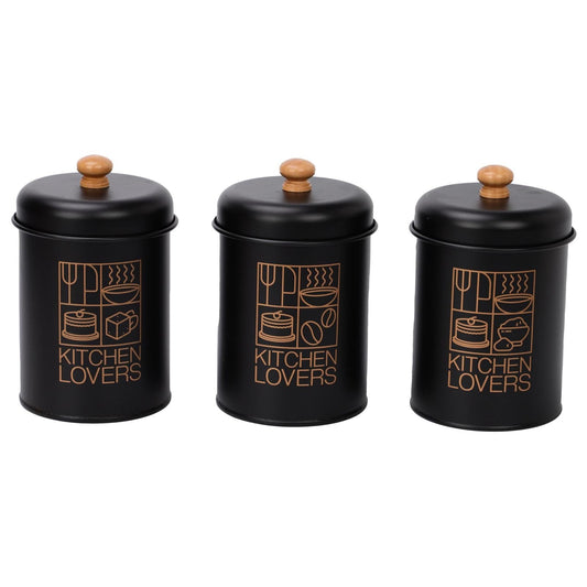 Barattolo Black Metal in latta colorata e decorazione oro