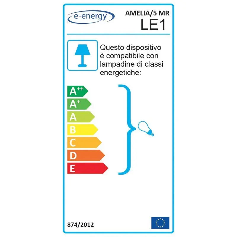 Lampadario Amelia 5 luci E14 marrone/oro con vetro spugnato bianco