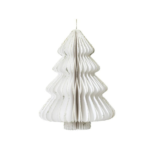 Albero di natale decorativo in carta bianca Ø30 × H40 cm