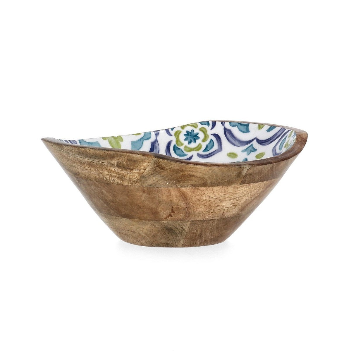Bol Bizzotto Sintra avec décoration en majolique en bois de manguier 24 x 20 x 9,5h cm