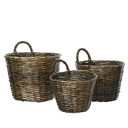 Set 3 cestini copri base per albero di Natale in vimini 38 × H30 cm