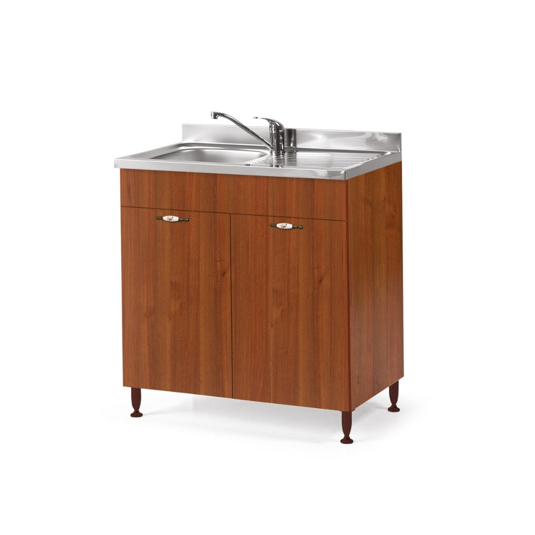 Meuble sous-évier noyer antique, 2 portes, 80x50xH 85 cm