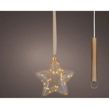 Stella natalizia trasparente con micro LED bianco caldo Ø20 × 6,5 cm