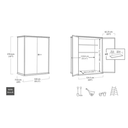 Keter Cortina abri haut 1400l gris cm 140x73,6x170,4 h