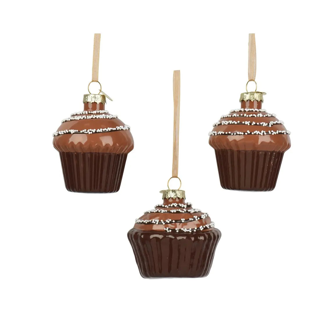 Decorazione natalizia cupcake al cioccolato in vetro H6 cm – 1 pezzo assortito