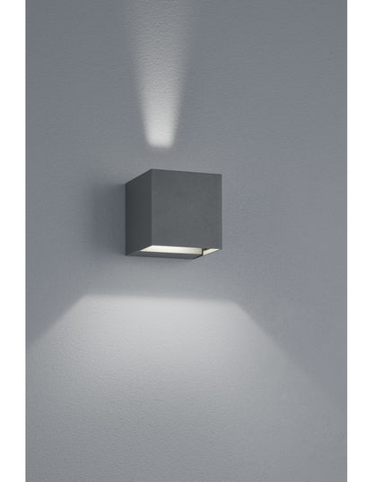 Applique Cubo Antracite Doppia Luce Led Adaja IP54 Trio Lighting