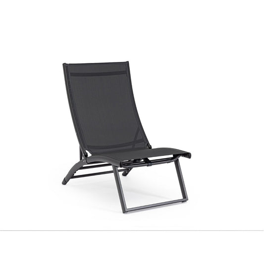 Fauteuil lounge inclinable gris Bizzotto Taylor en aluminium et textilène 53 x 166,5 x 90 cm