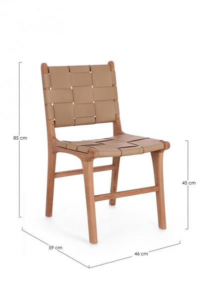 2x Sedie in Pelle con Intreccio a Quadri 46x59x85H cm