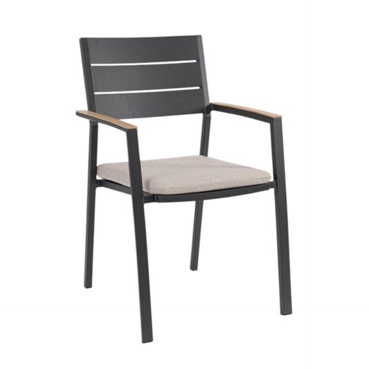 Chaise Zelmar anthracite avec accoudoirs 58,5x55,5x90h cm