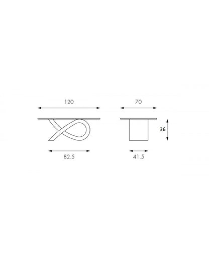 Tavolino in Vetro Temperato Filo Lucido 120 x 70 - Trasparente