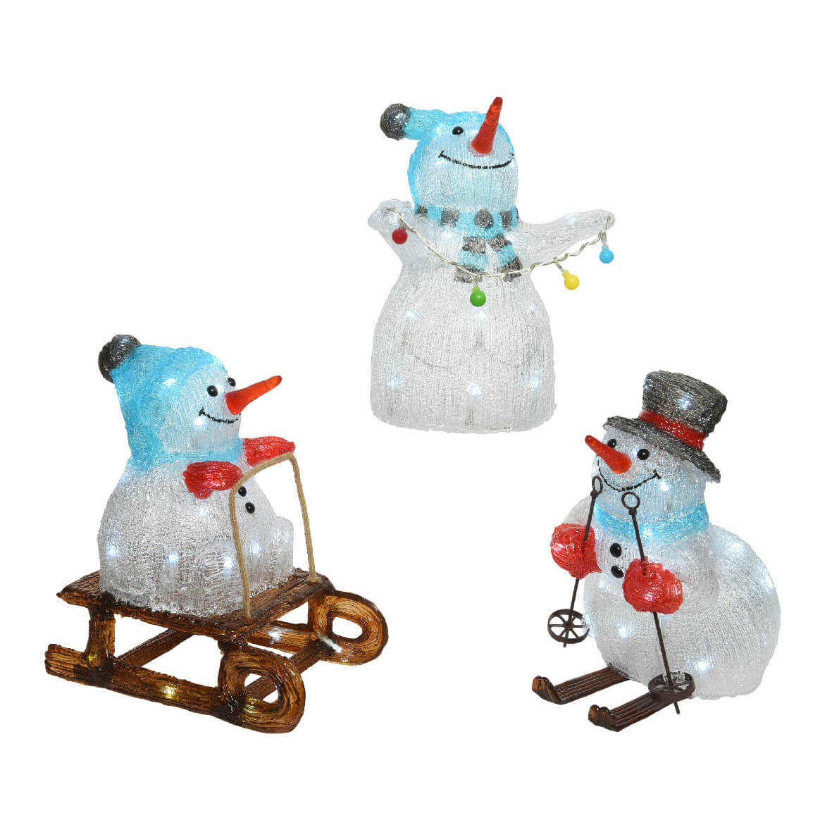 Bonhomme de neige LED 32,5 cm lumière froide