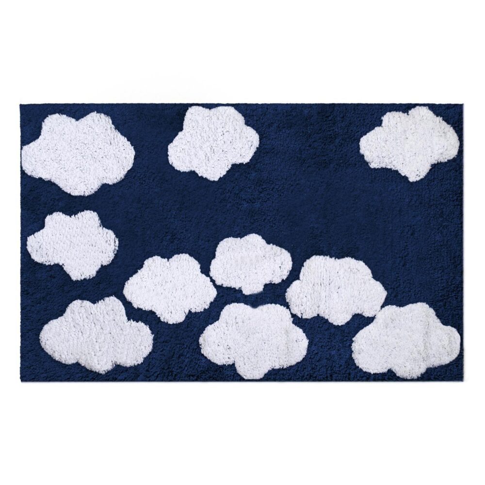 Tapis de salle de bain antidérapant nuages bleus 50x80 cm