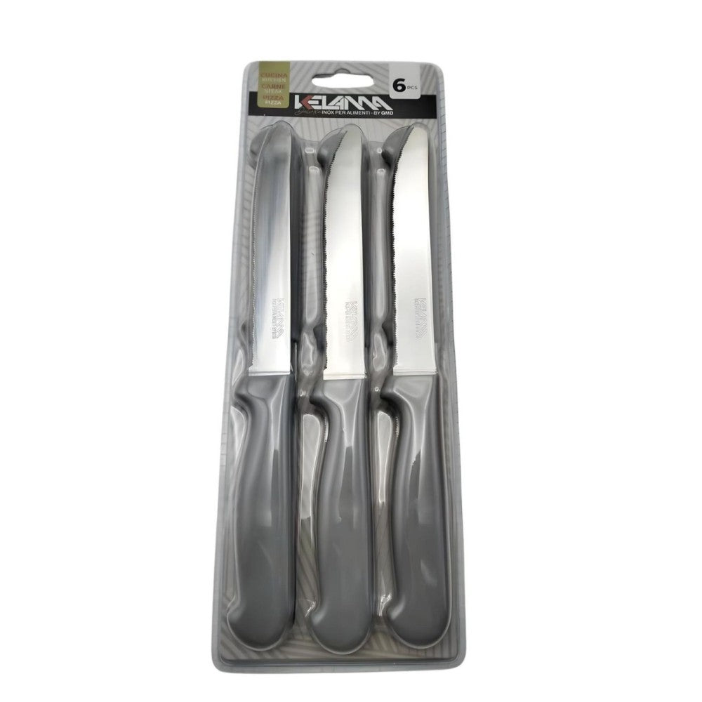 Coffret de 6 couteaux de table kelama de luxe en gris tourterelle