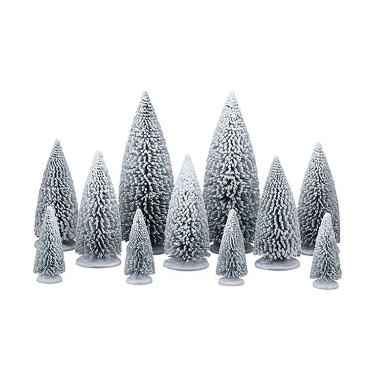 Set 11 alberi di pino innevati per villaggio natalizio