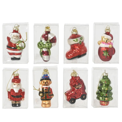 Decorazione natalizia in vetro con box H7 cm – 1 pezzo assortito