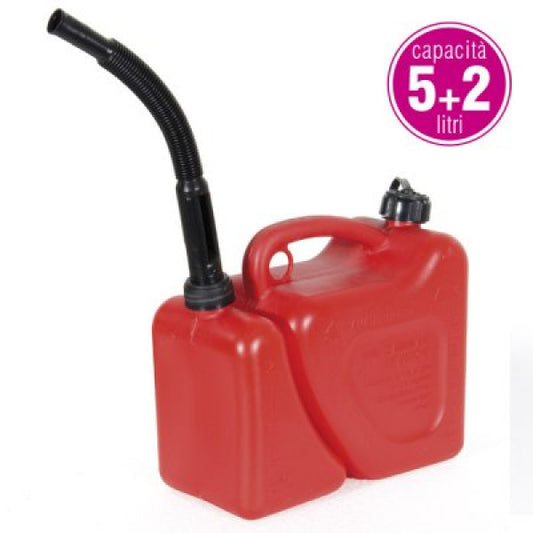 Double réservoir en plastique rouge d'une capacité de 5+2L