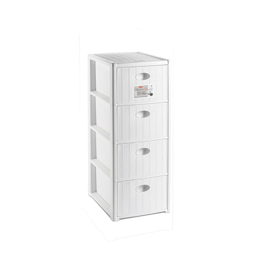Commode Elegance Slim blanche avec 4 tiroirs gain de place