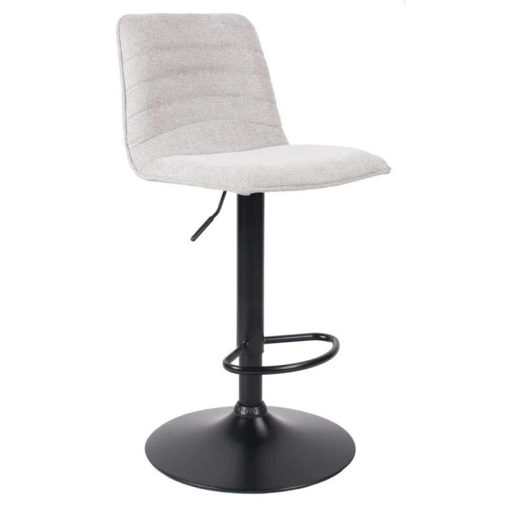 Sgabello Charlie in tessuto tortora chiaro con base nera