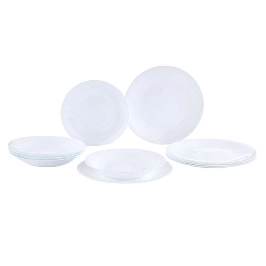 Service de vaisselle Bormioli White Moon 12 pièces en verre opale blanc