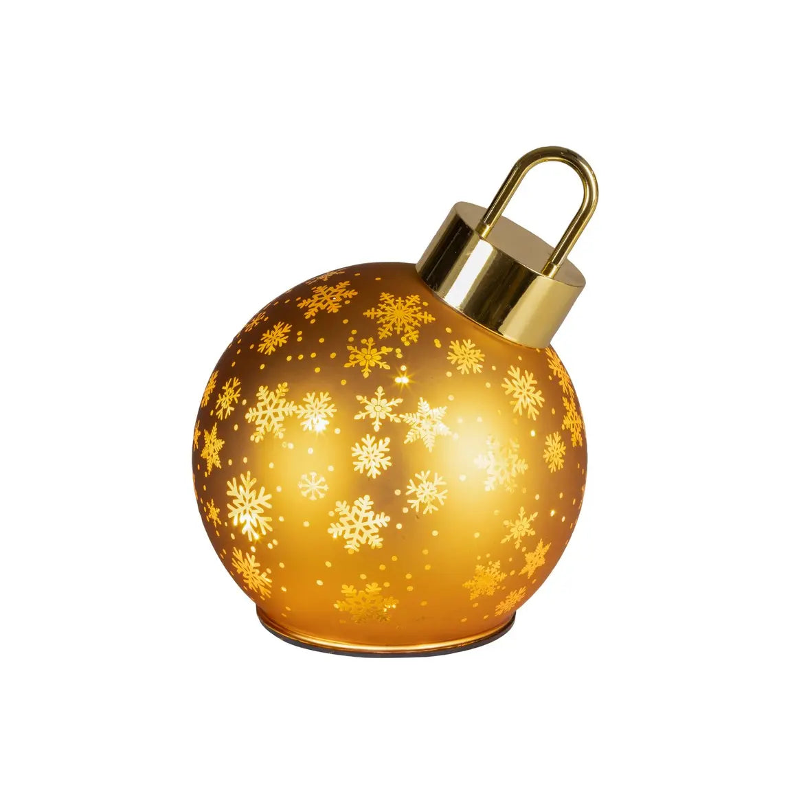Sfera natalizia girevole in vetro oro con LED Ø14 × H18 cm