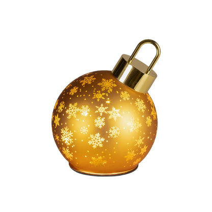 Sfera natalizia girevole in vetro oro con LED Ø14 × H18 cm