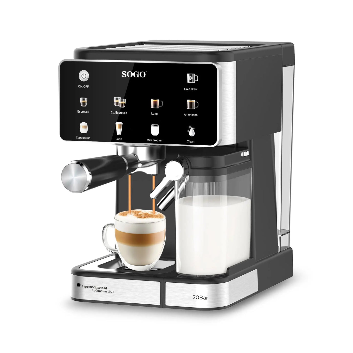 Machine à café expresso avec mousseur à lait 1350w 20 bar