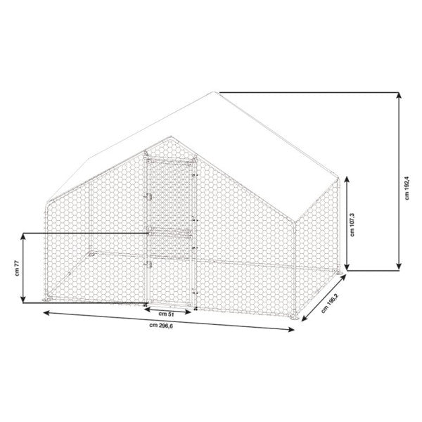 Cage à poulets en acier galvanisé 2 x 3 x H 2 m