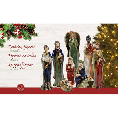 Set Natività in resina verde H18 cm – 8 pezzi
