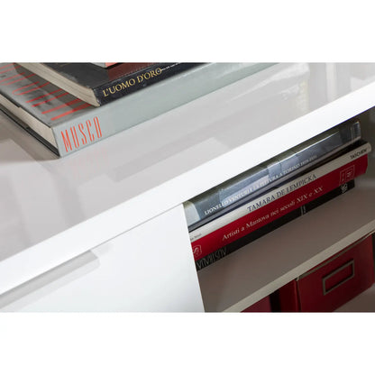 Mundi meuble de rangement 3 portes laqué blanc cm 120x35x102,30h composad