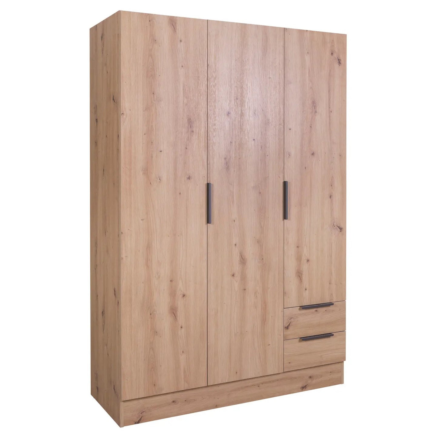 Armoire 3 portes + 2 tiroirs 120x50 cm chêne artisanal