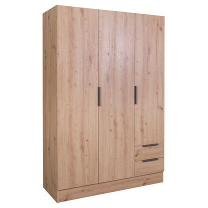 Armoire 3 portes + 2 tiroirs 120x50 cm chêne artisanal
