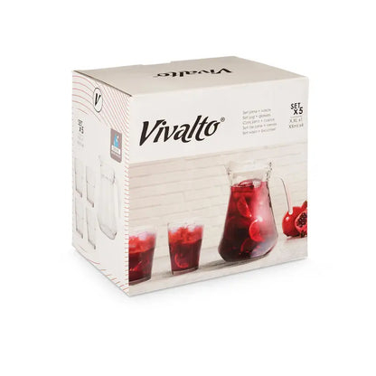 Coffret 5 pièces avec pichet de 1,3 L et 4 verres de 270 ml