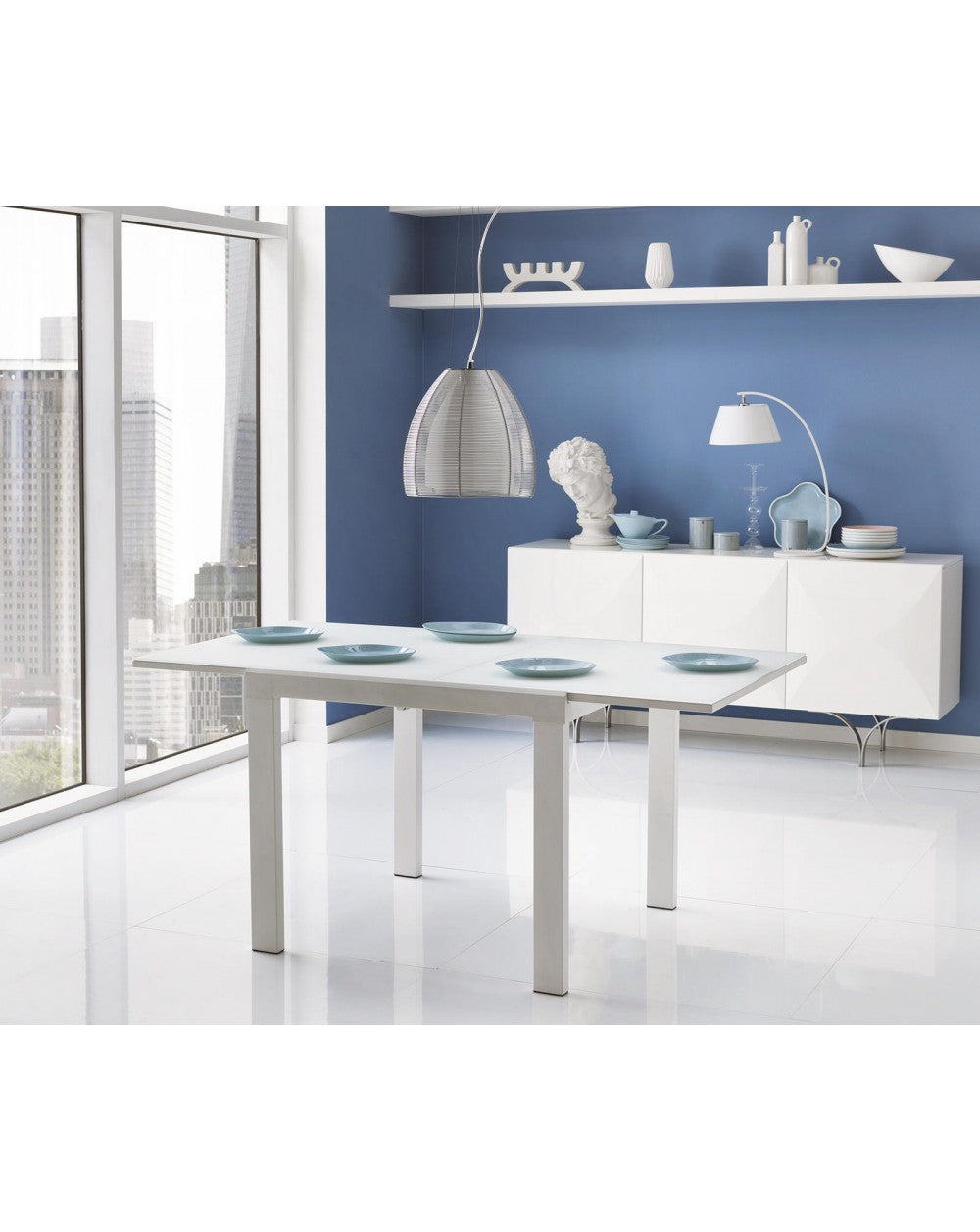 Tavolo Allungabile Bianco Extrawhite 90-163,5x90 cm - Banner