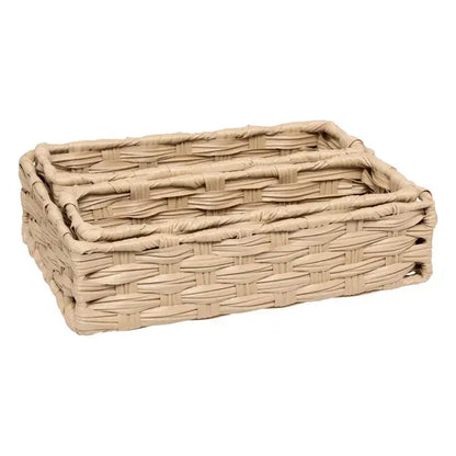 Lot de 3 paniers bas beiges 27x20x7h cm